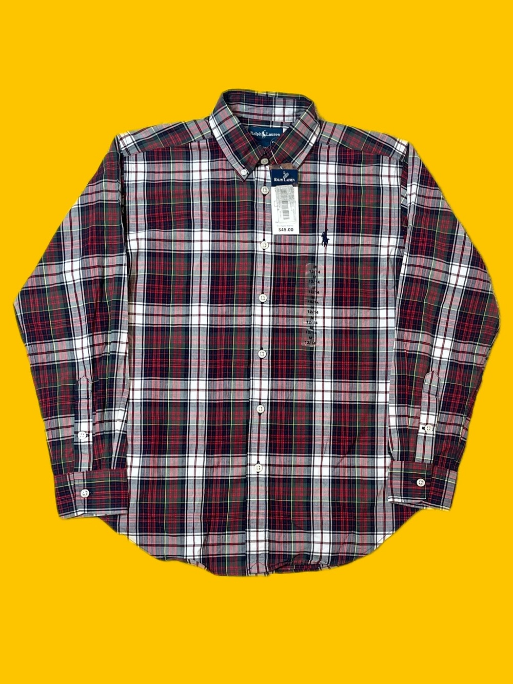 NWT Ralph Lauren Boys Plaid Button Down Shirt Size M 12/14